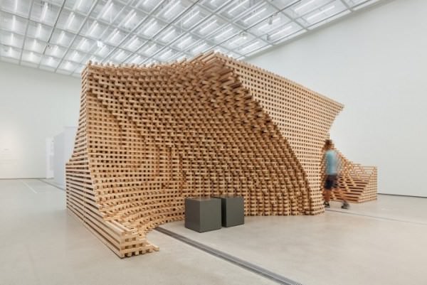 Wave Made from 9076 Individual Wooden Pieces by Hg-architecture Art + Graphics 