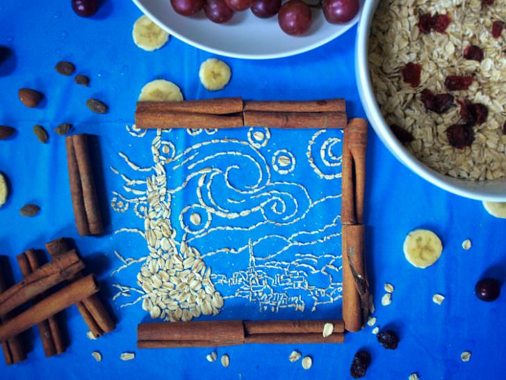 Oatmeal Transformed into Famous Paintings by Sarah Rosado Creative Fooding 